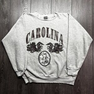 Vintage University of North Carolina NCAA 1990s College Sweatshirt L Medium Grey